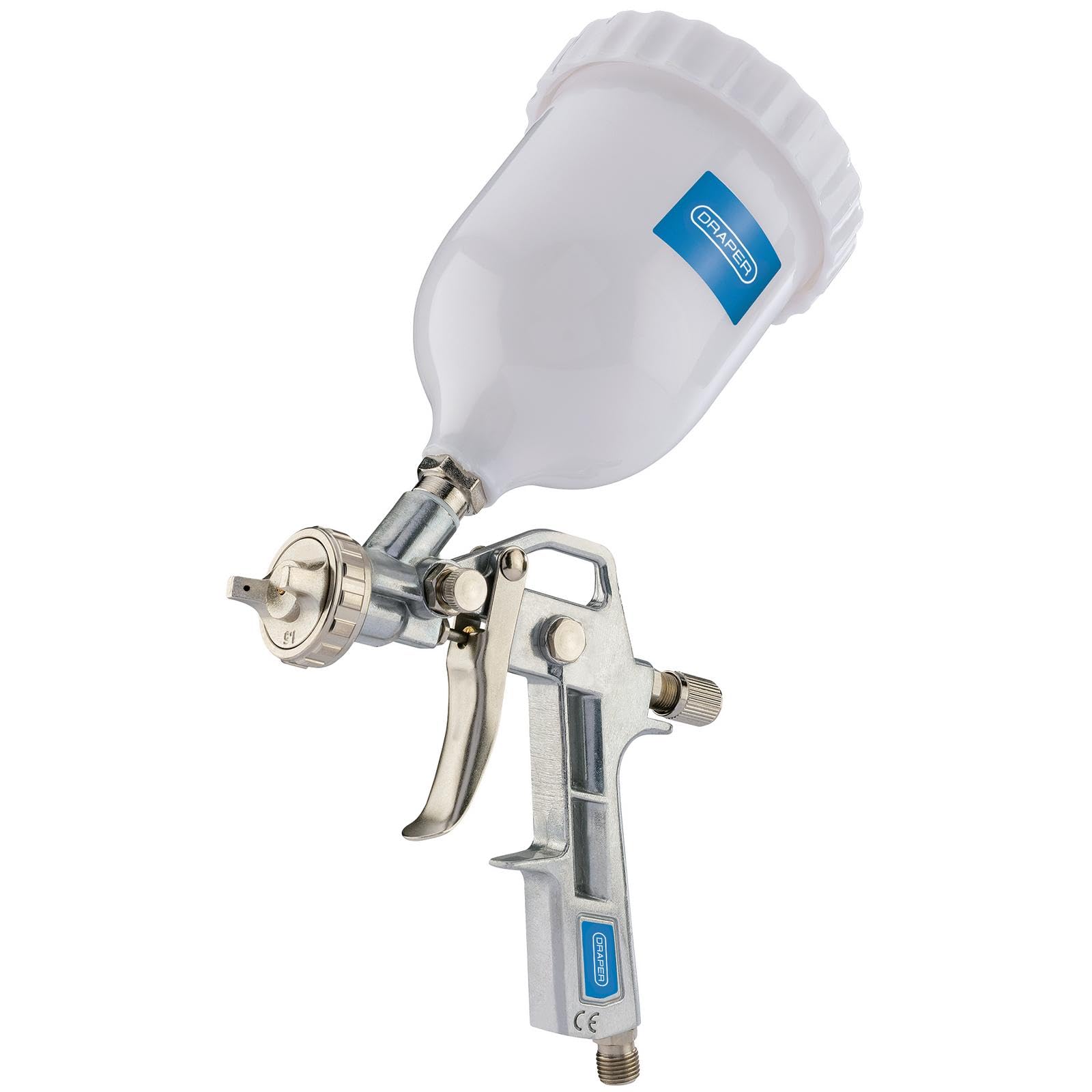 Draper Pistolet natryskowy Gravity Feed, 500 ml, pistolet natryskowy, sprężarka powietrza, regulowany przepływ powietrza, 92971, srebrny
