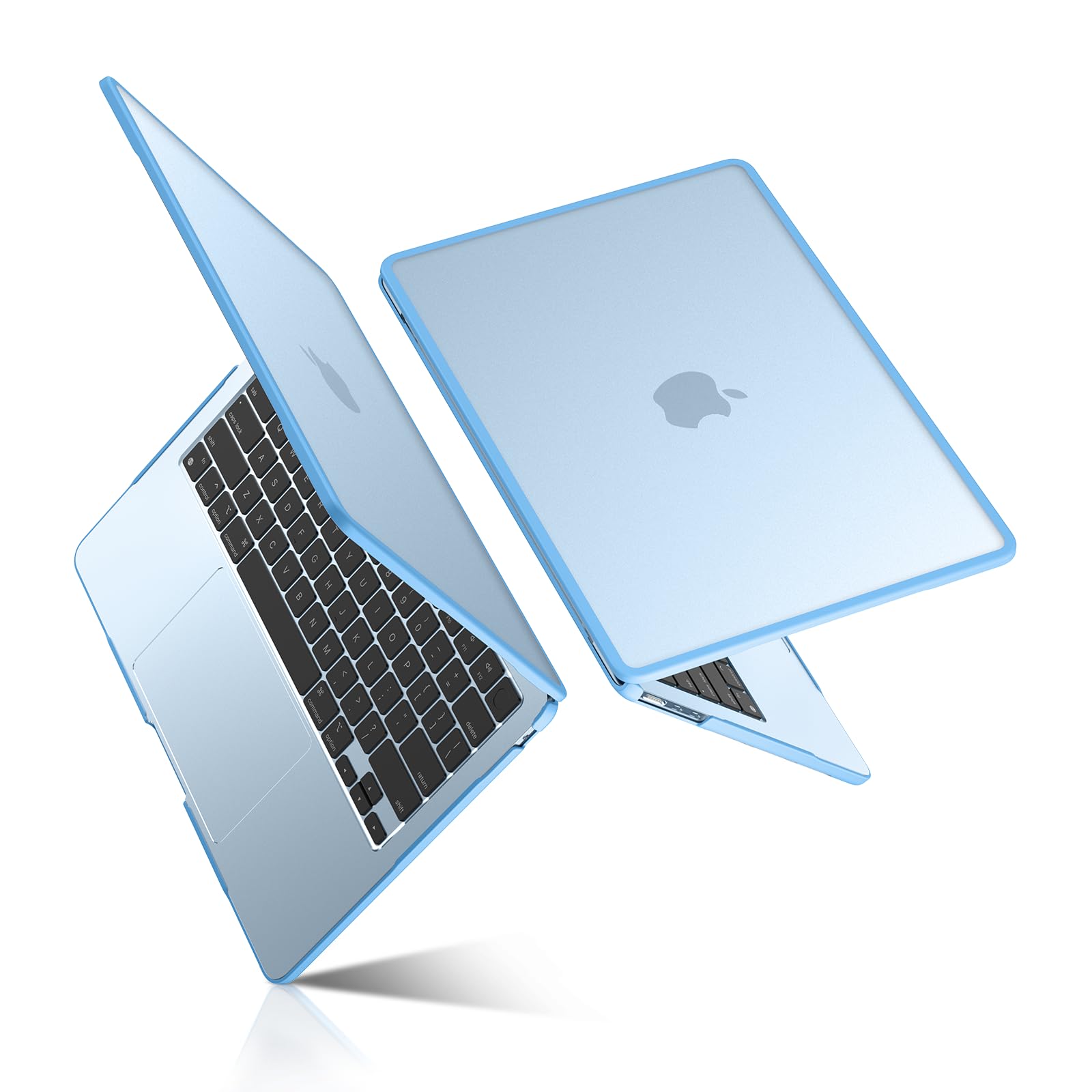 BlueSwan TPU Cover compatibile con MacBook Air 13,6 Pollici M4 M3 M2 2025 2024 2022 (A3240 A3113 A2681) Bordo Anti-collisione, Mac 13 Custodia Rigido Protettivo - (Bordo Blu) Celeste Opaco