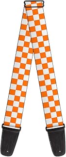 Buckle-Down Guitar Strap Checker White Tn Orange 2 Inches Wide (GS-W30303)