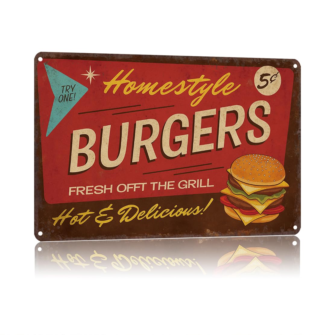 KWQDOZF Funny Metal Signs Poster 8x12inch Burgers Aluminum Sign Wall Art For Home Room Bedroom Office Decor
