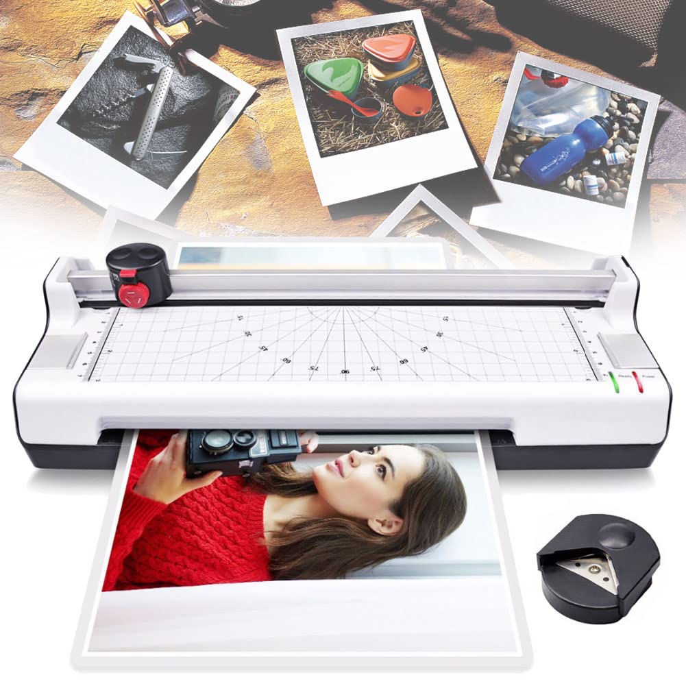 Macchina per la laminazione di foto per plastificatrice A4, set 6 in 1 di macchine per laminazione termica e a freddo con tagliacarte, arrotondatrice per angoli per ufficio scolastico domestico