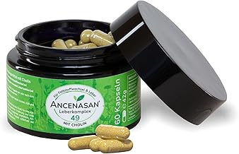 ANCENASAN Leberkomplex Premium 60 Kapseln - Traditionelle Mischung aus 49 ausgewählten Bitterkräutern & Gewürzen mit Cholin - Vegan, Glutenfrei, Made in Germany