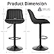 Youhauchair Bar Stools Set of 4, Swivel Counter Height Barstools with Back, Adjustable PU Leather Bar Chairs, Modern Armless Kitchen Island Stool, Black