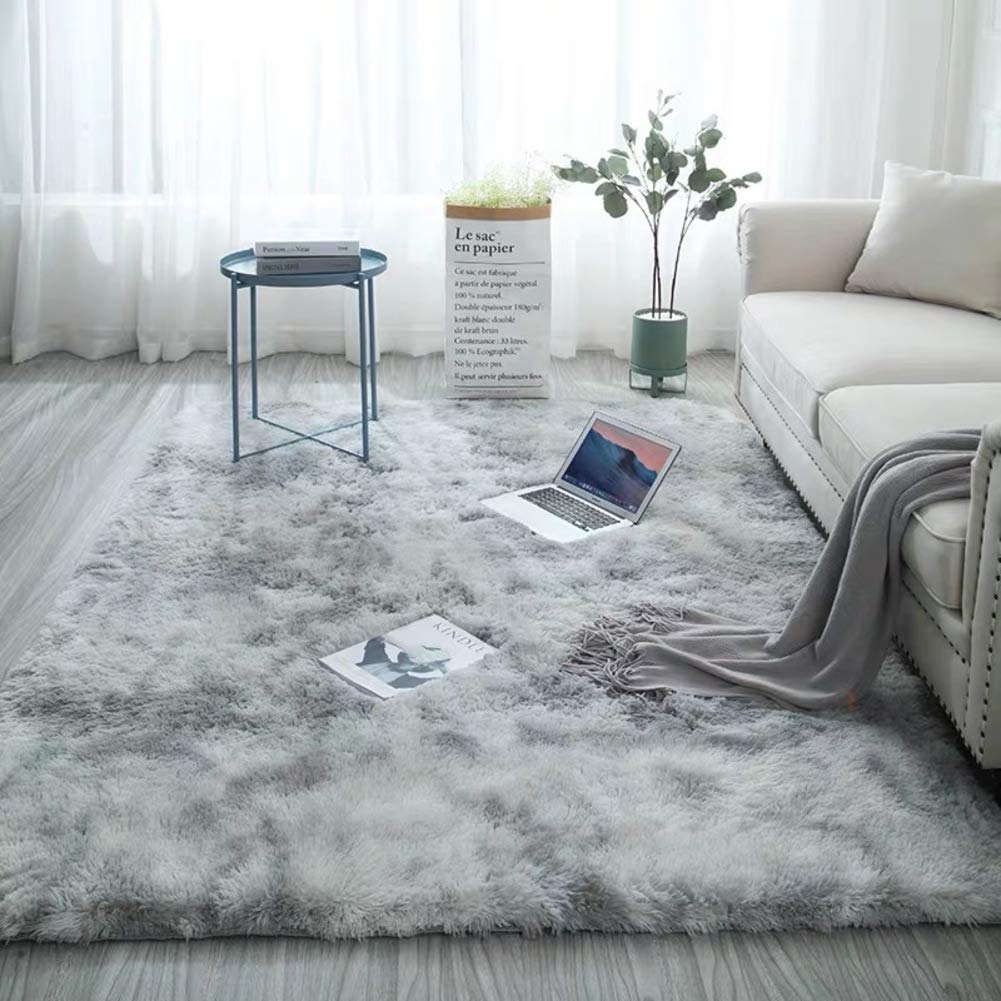 YR&JY Super Soft Area Rug, Fluffy Plush Rug High Pile Furry Carpet Not-slip Back Pad For Living Room Bedroom Kids Play Floor Rug-light Grey 160x200cm(63x79inch)