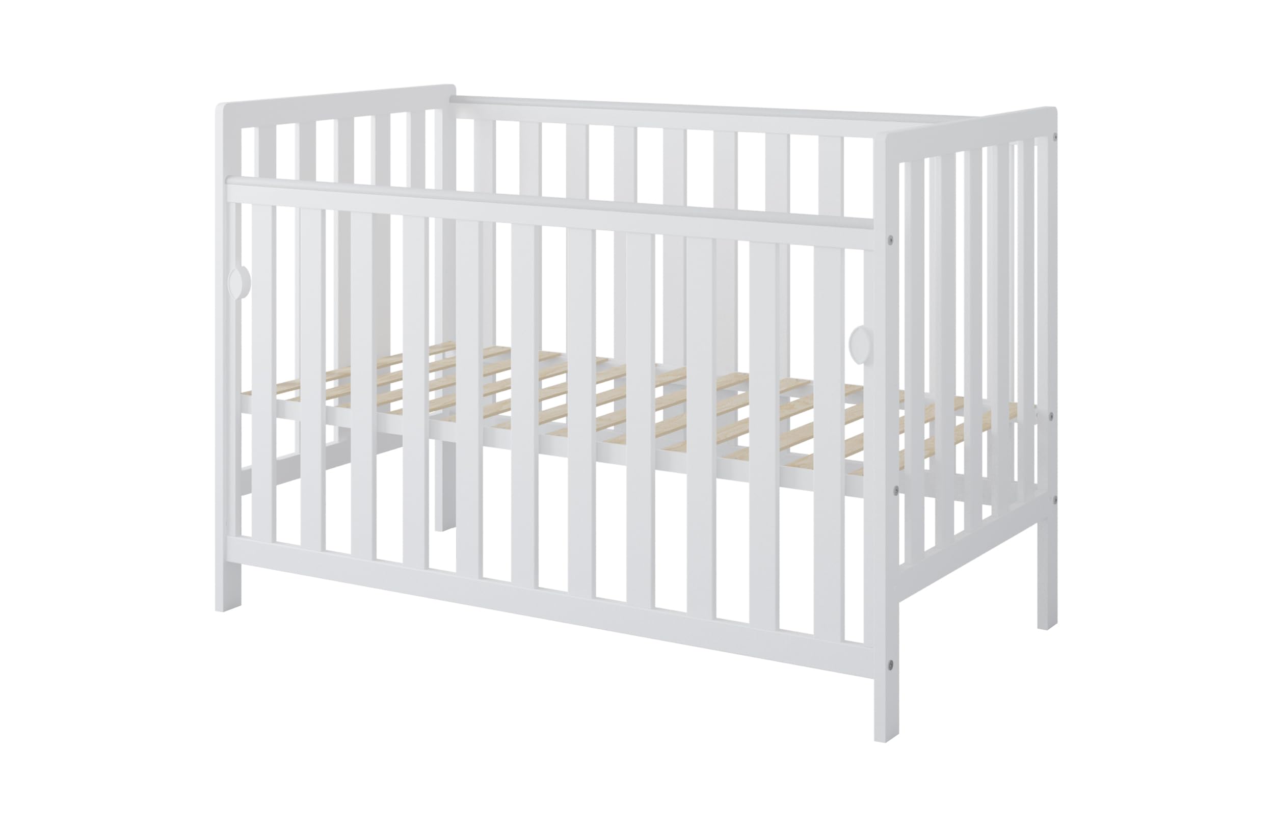 zee Bambi Cuna Colecho Bebe 120x60 cm Blanca con Ruedas Lateral Abatible Somier Regulable 3 Alturas Cuna Portatil Bebe