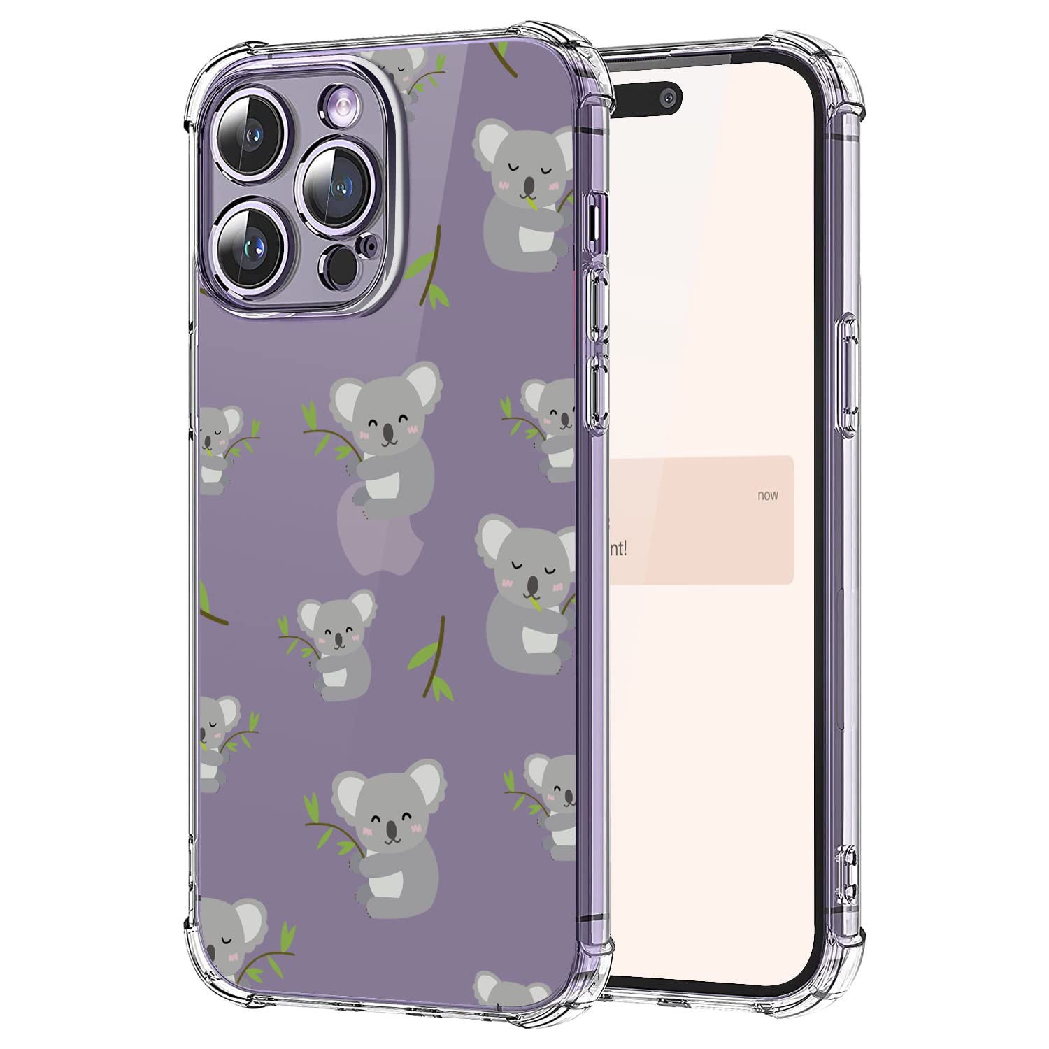 CREFORKIAL Cute Koala Phone Case for iPhone 12 Pro Max, Cases Clear with Design Slim Soft TPU [ Back Case + Four Corner Reinforced Shockproof + Bumper Protective ], Kawaii Transparent Cover