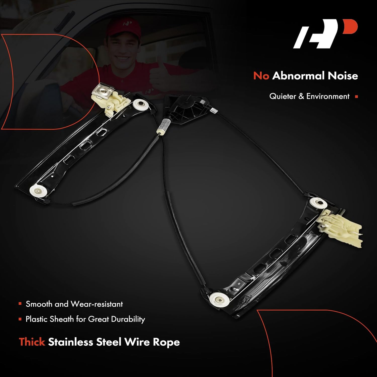 A-Premium Front Left Driver Side Electric Power Window Regulator Without Motor Compatible with Chrysler 200 2011-2014, Sebring 2008-2009, Convertible