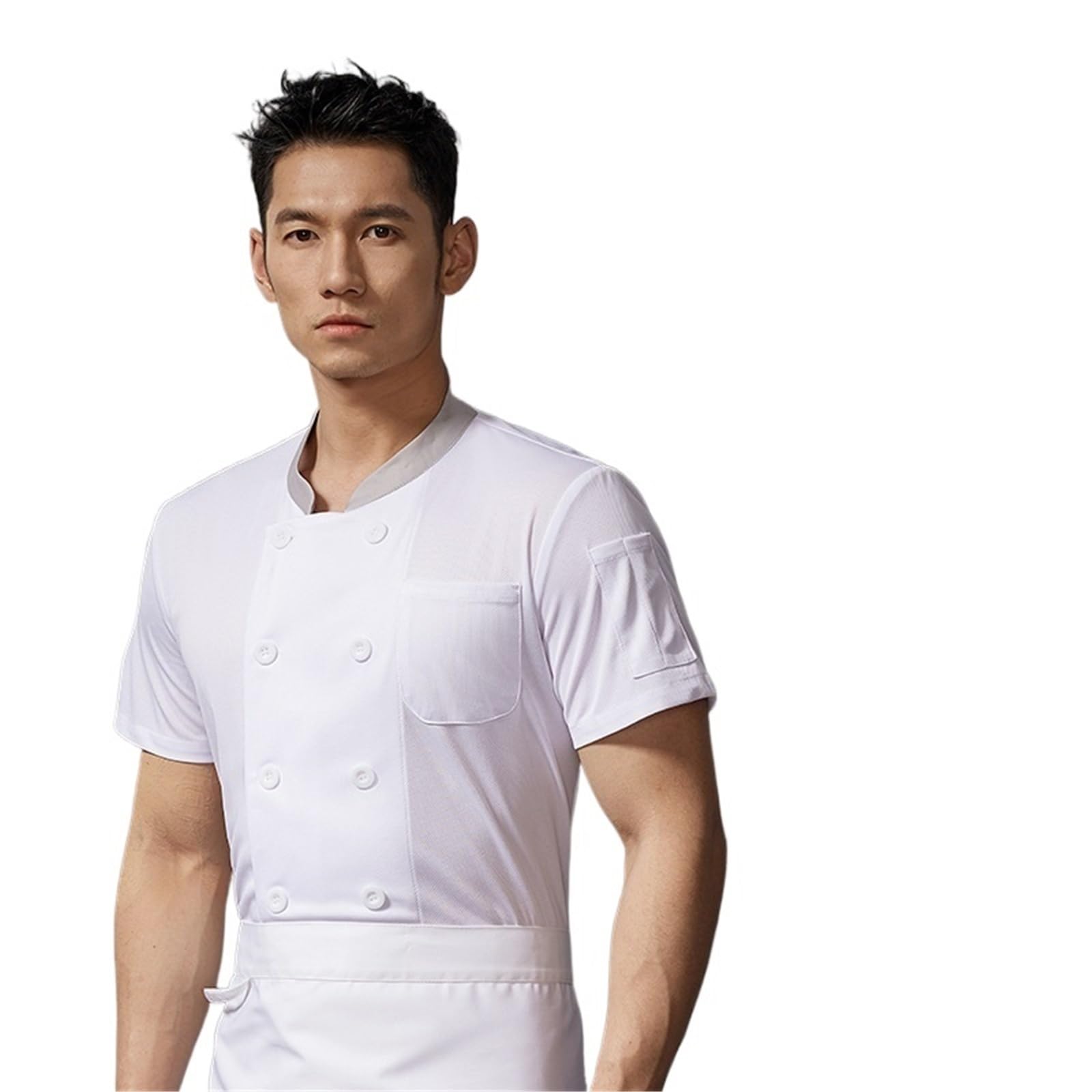 Kochuniform Übergröße Kurzarm-Arbeitskleidung Frühling und Sommer Atmungsaktives Mesh Küche Küchenküche Backen Cate für Gastronomie, Restaurants