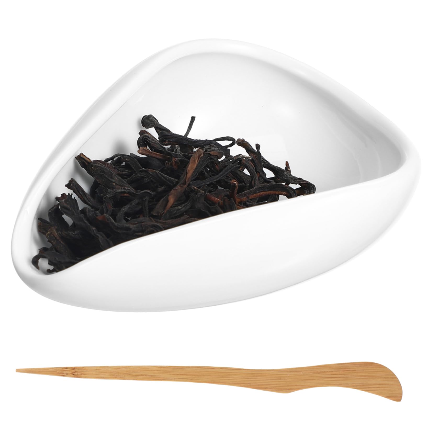 Hohopeti Ceramic Cha Leaf Storage Dish Tea Accessories Tea Ceremony Plate Coffee Bean Scoop Tea Supplies Tea Leaf Holder