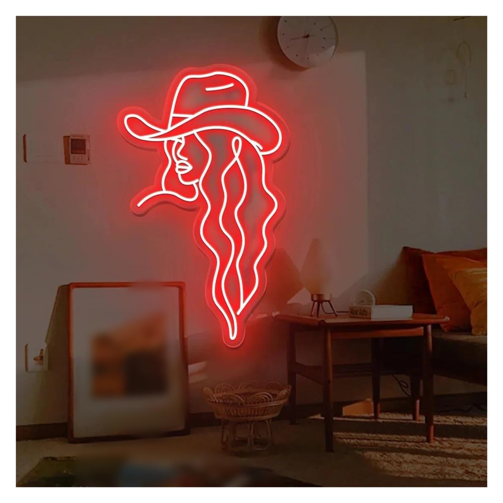 LEMST Signs Lamp Cowgirl Neon Sign Cowgirl Light Decor Wall Decor Living Room Bedroom Decor Bar 40x23cm(Red)