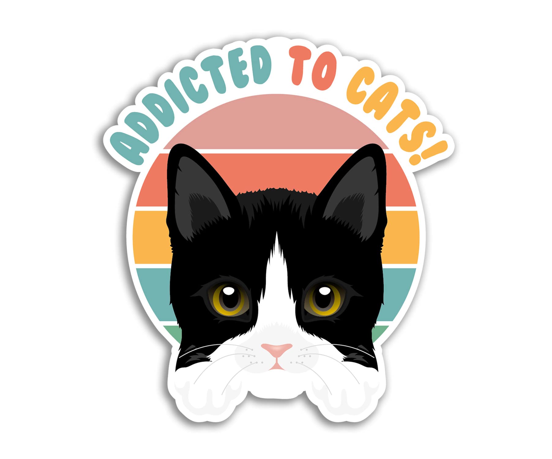 2 x 10cm Addicted to Cats Stickers - Cat Kitten Pet Paw Animals Men Women Addict Addiction Love Fan Decal Luggage Laptop Gift Sticker #80128