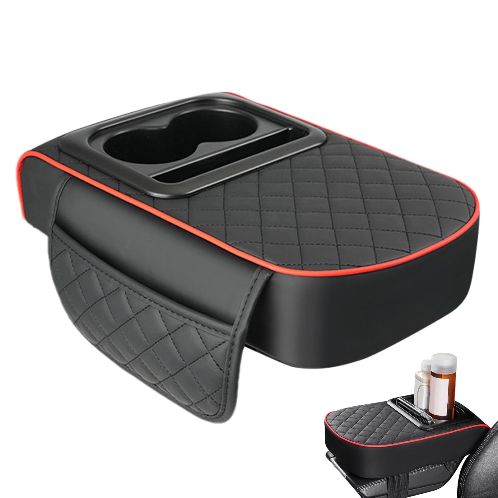 Coussin de console centrale, coussin d'accoudoir de voiture,Coussin de housse de console centrale - Boîte d'accoudoir rehausseur de voiture avec porte-gobelet, oreiller d'accoudoir pour voiture, SUV