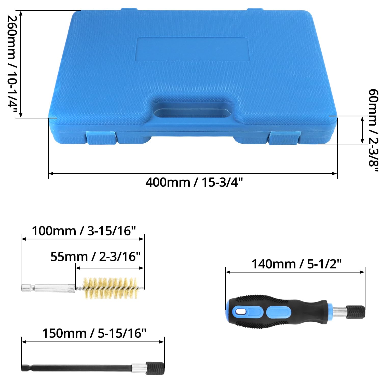 QWORK® Jeu de brosses de nettoyage 38 pièces, Brosses rondes 8-19 mm en nylon/laiton/acier avec rallonge de 150 mm