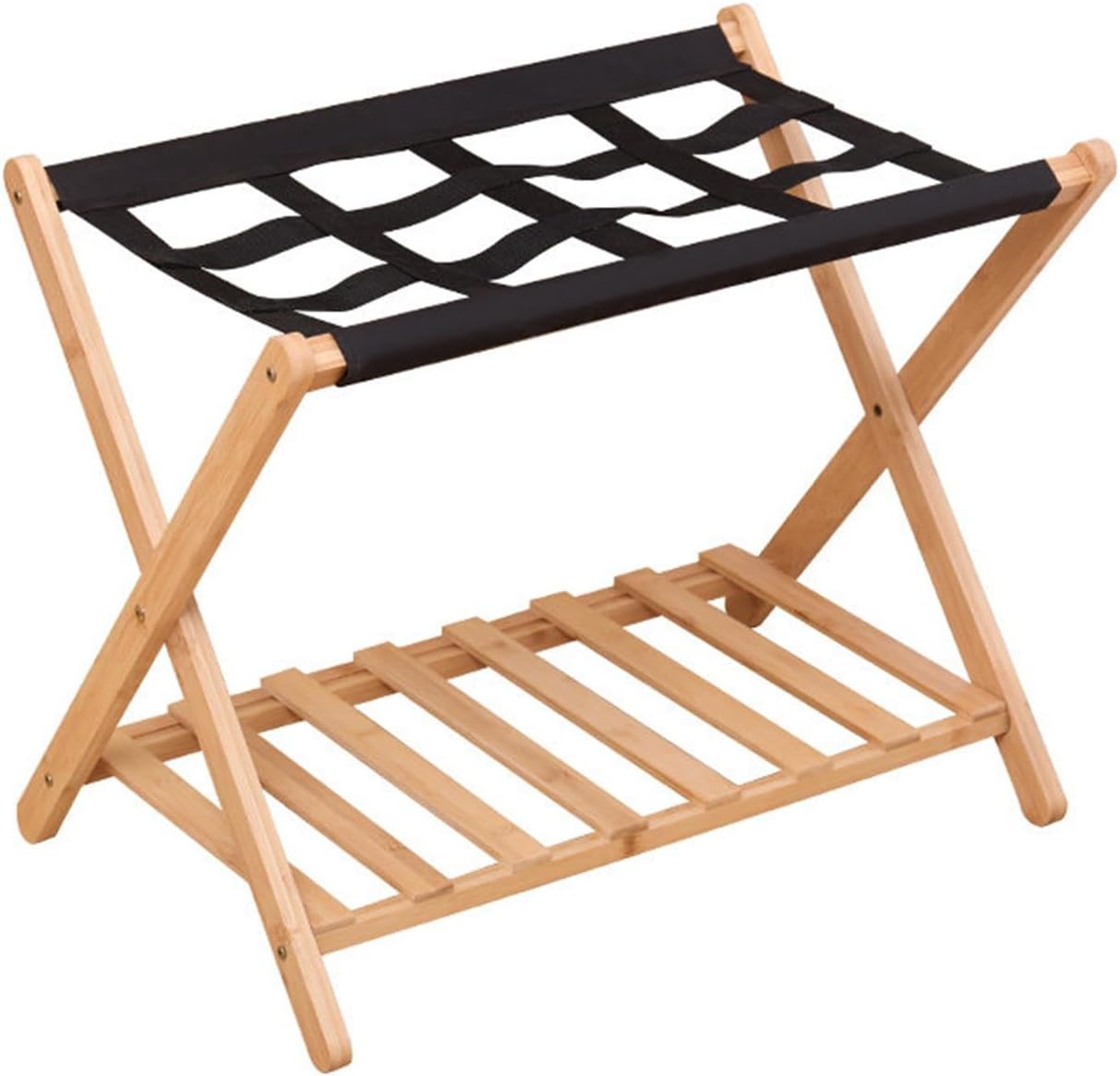 Luggage Rack, Bamboo Suitcase Stand, Folding Luggage Holder,110 Lbs Capacity, Suitable for Bedrooms, Living Rooms, and Studies(Black)