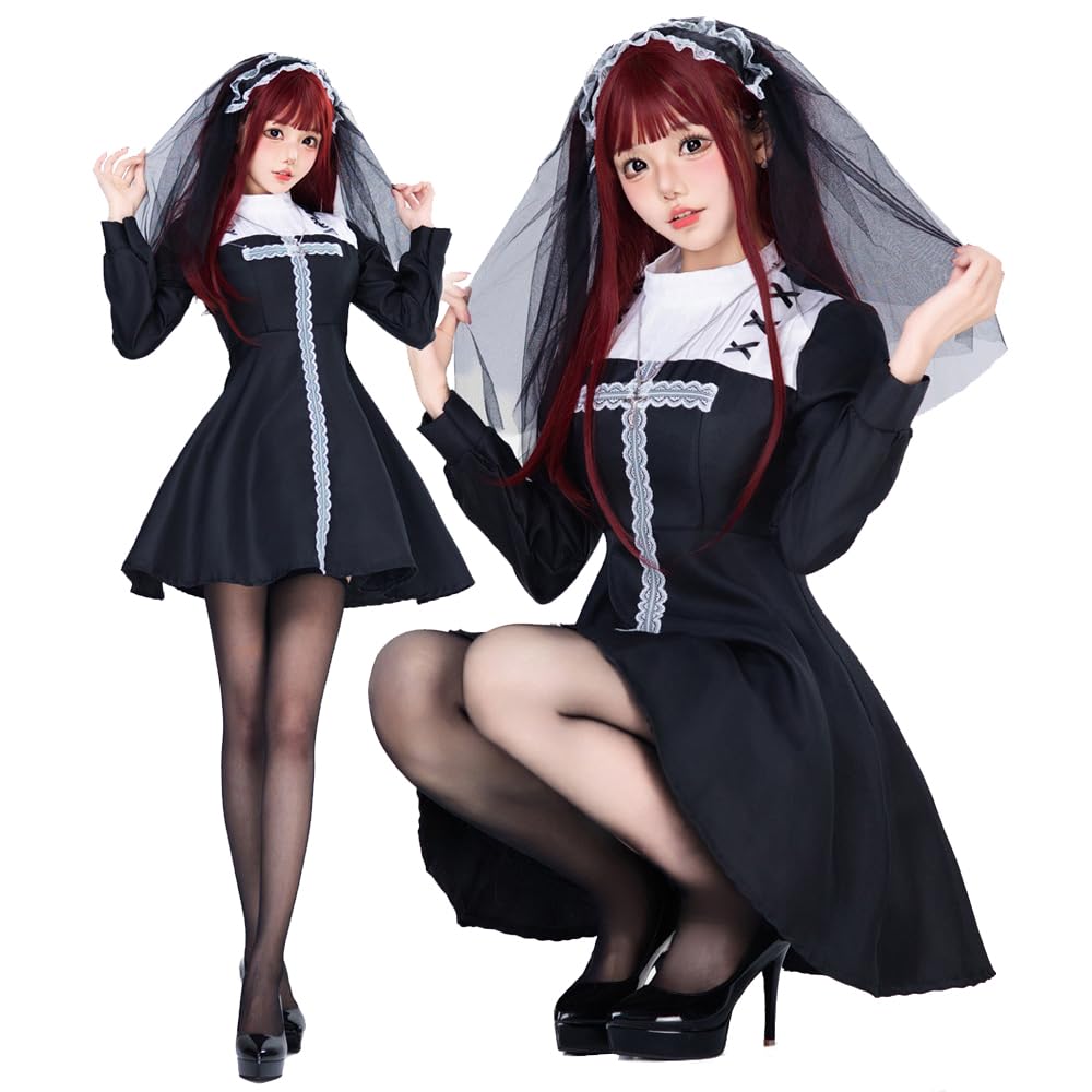 Amazon.co.jp: [アヘガオ] シスター コスプレ 可愛い ゴスロリ
