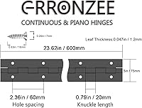 Vista 4 de Bisagra de piano de 24 x 3 pulgadas, bisagra de piano de acero inoxidable resistente, bisagra continua para gabinete, puerta, cajas de madera