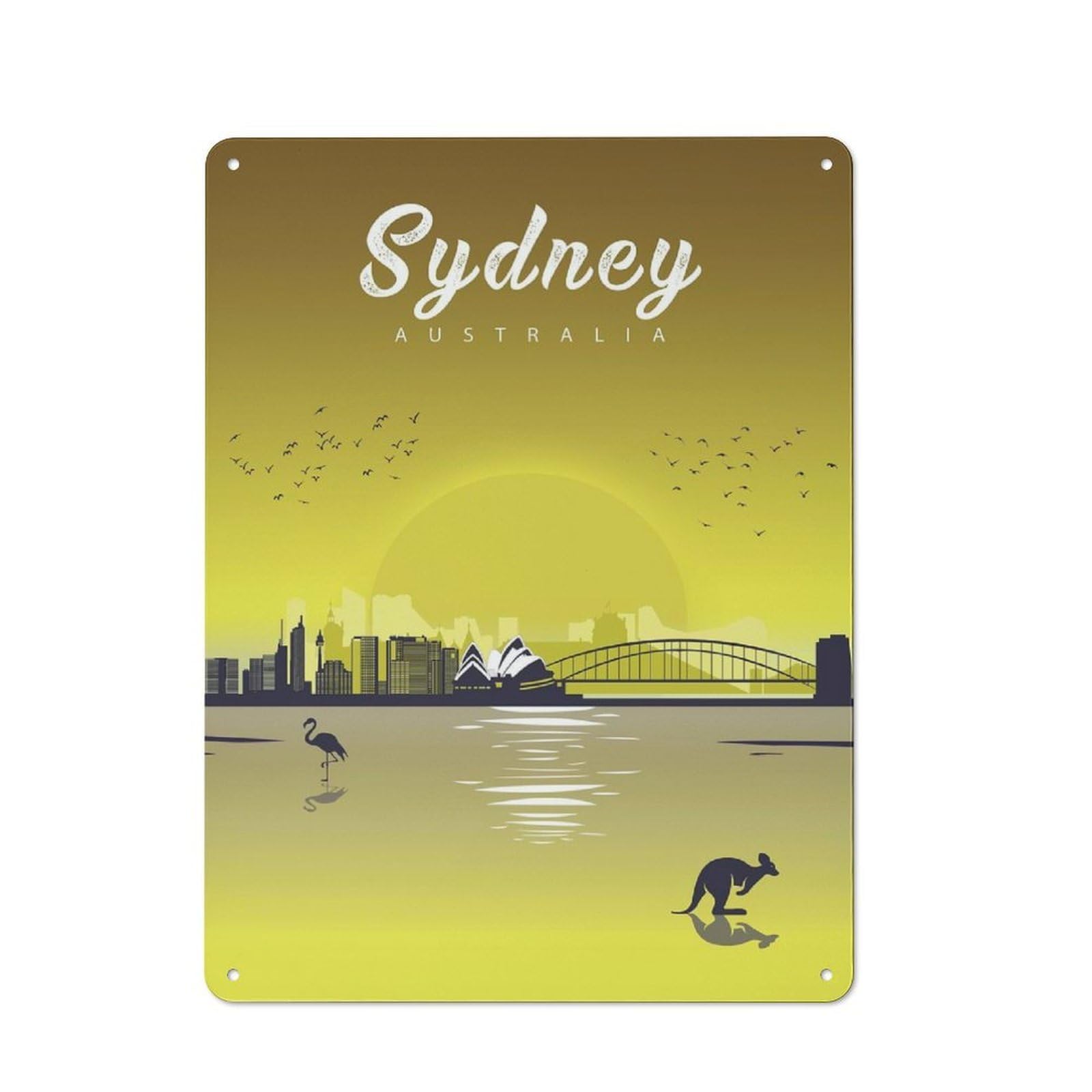 Junmoney Sydney Skyline Vintage Tin Sign 40X30cm, Old Fashioned Nostalgic Wall Art For Bedroom, Office, Home Bar Or Dining Room