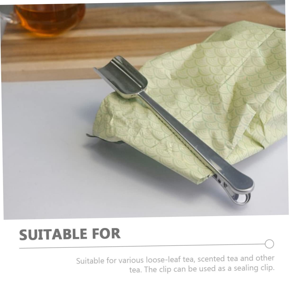 STOBAZA Stainless Steel Tea Spoon Scoop with Clip Portable Tea Shovel for Loose Leaf Tea Compact and Practical Design for and Use