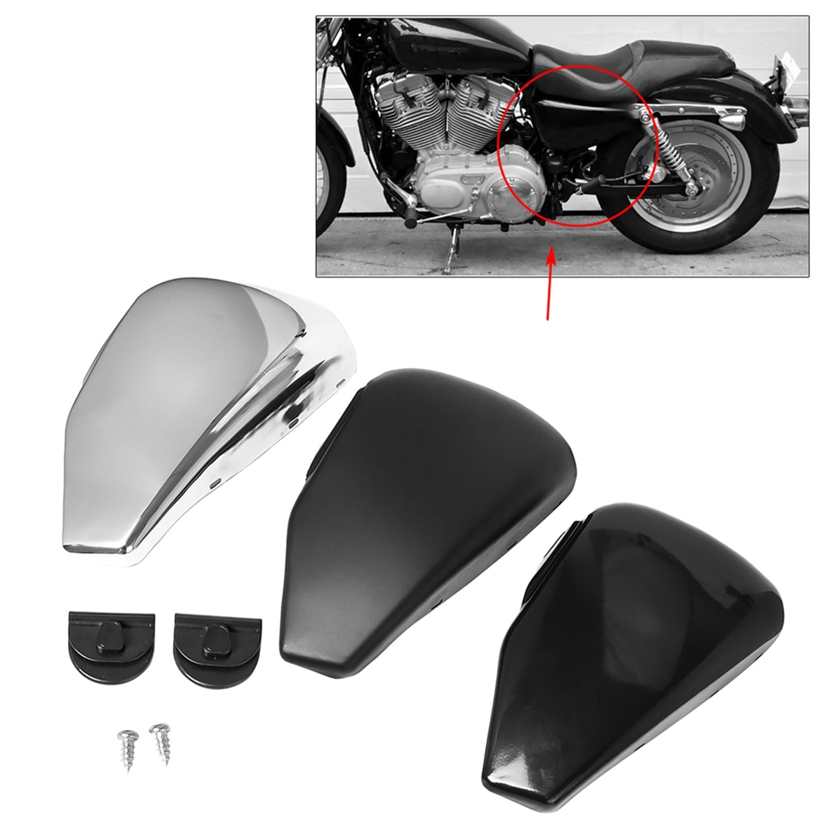 Panel boczny do motocykla Pasuje do Harley Sportster Iron XL883 XL1200 1200 883 2004-2013 201-2022 motocykl lewy akumulator boczna owiewka pokrywa stal(Gloss Black 14-22)