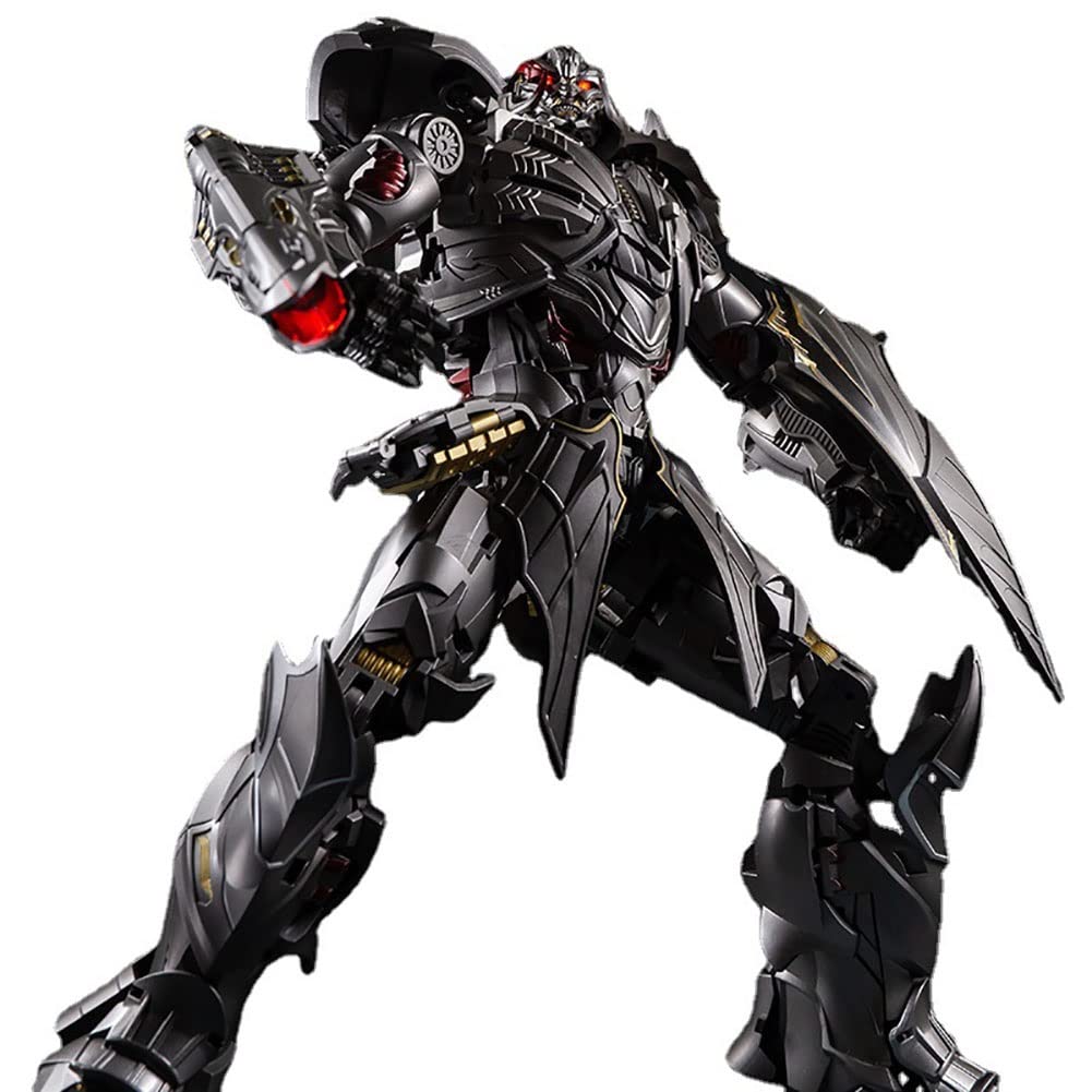 Фронт view of the suixianbaiyue BS-02 Knight Dictator Commander in its imposing robot mode, featuring a detailed metallic grey finish and glowing red eyes.