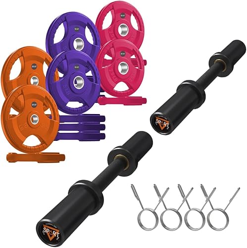 Mancuernas olímpicas de 16 pulgadas, par de barras de mancuernas cargables para discos de peso olímpicos de 2 pulgadas, barra de mancuernas para