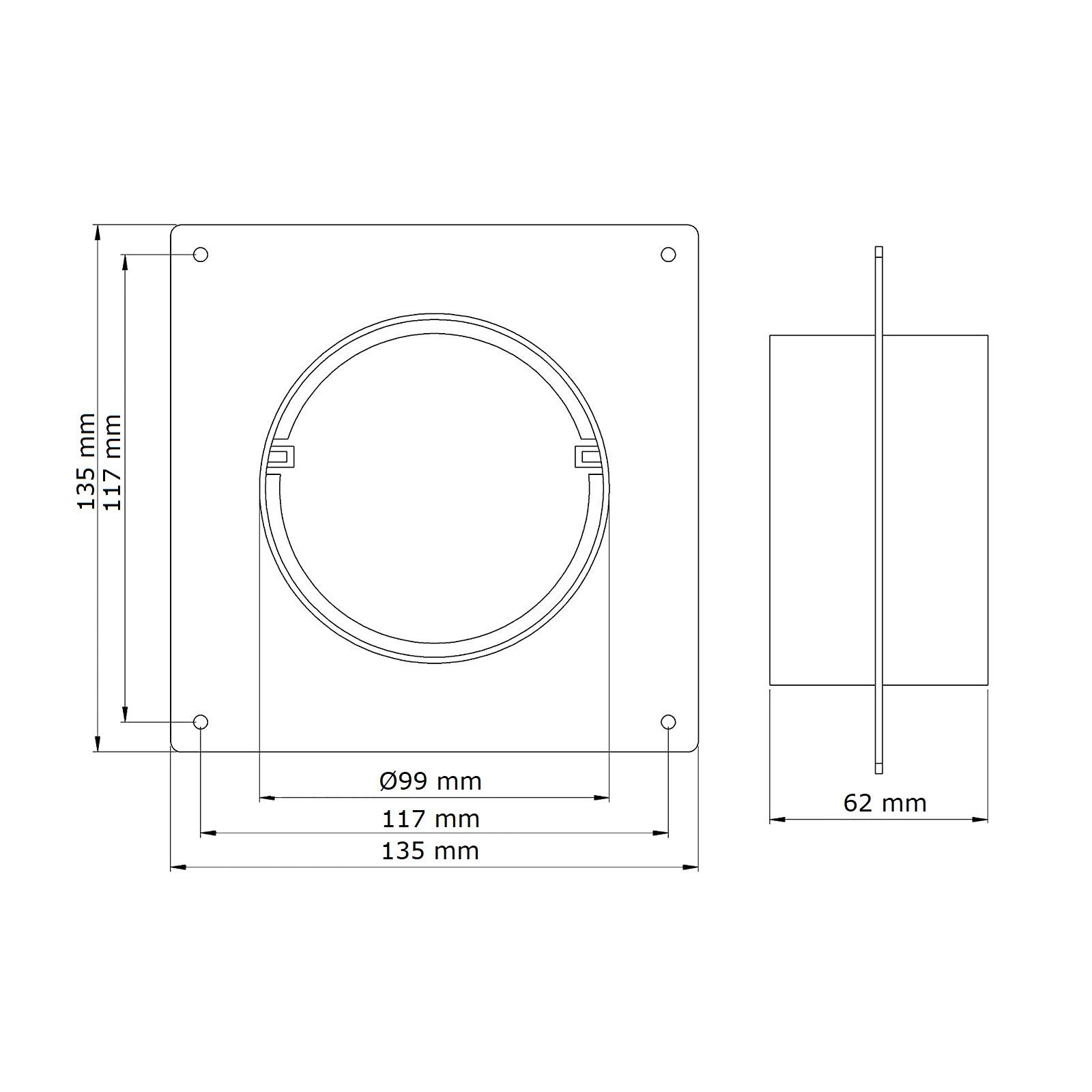 Rosetta Da Parete Con Flangia 125 Mm Bianca - Per Tubi Flessibili D'Aria - Foto 4