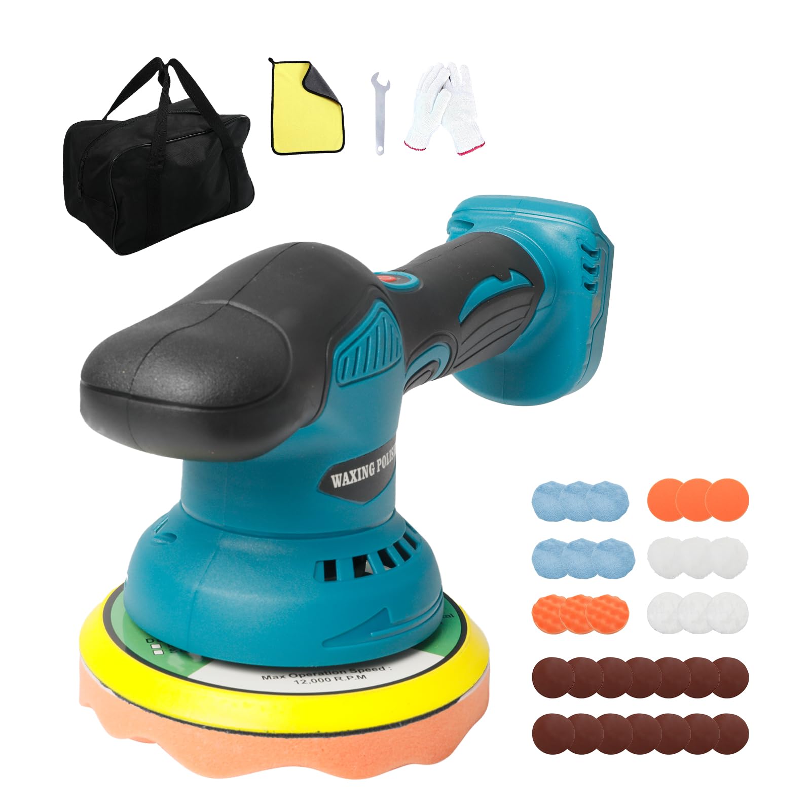 Pulidora inalámbrica para coche Makita, sin escobillas de 6 pulgadas, 8 velocidades variables, 5500 rpm, pulidora excéntrica para detalles de coche, depilación de arañazos (sin batería)
