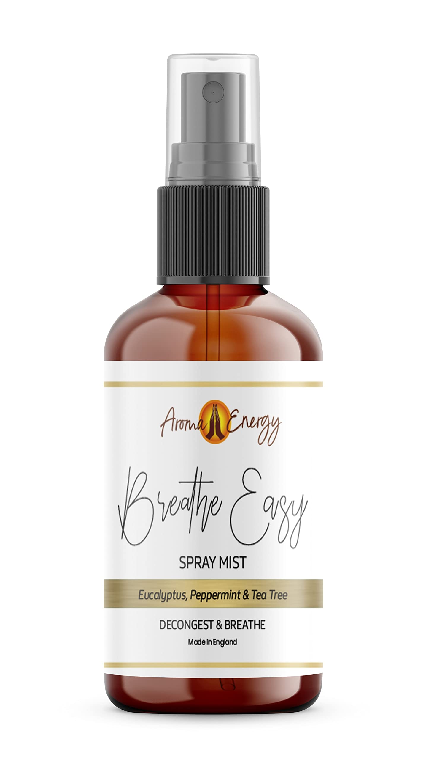 Aroma Energy Breathe Easy Room Spray 10Ml - Natural Essential Oil Fragrance Mist - Eucalyptus, Peppermint, Tea Tree