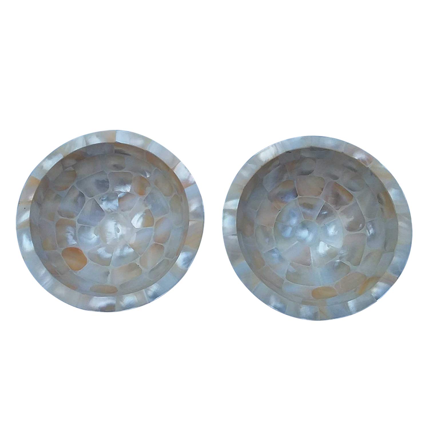 India Meets India Sea Shell Dessert Serving Bowls Set of 2 Side Dishes Ice Cream, 200 ml, Handicraft by Awarded Indian Artisan