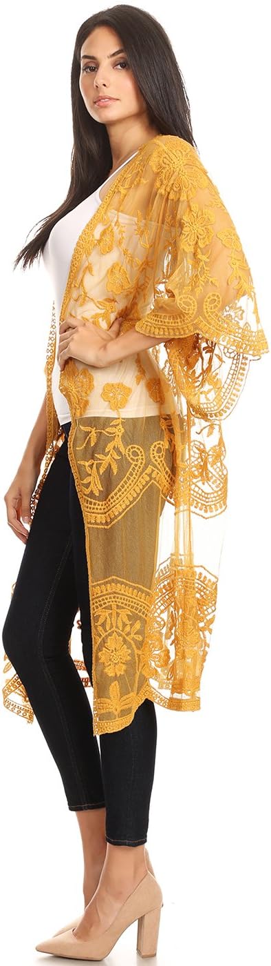 Anna-Kaci Floral Crochet Lace Cardigan for Women Beach Cover Ups Dress Kimono - Image 4