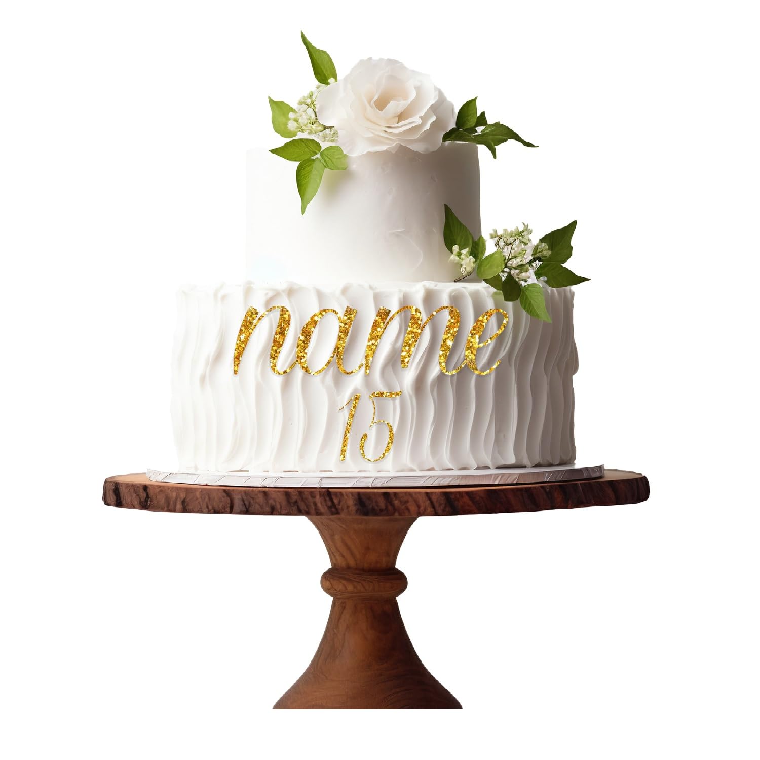 Personalised Acrylic Cake Charm Word Number Script Font A 3" 4" 5" 6" Acrylic Cake Topper Letter Alphabet Decoration for Wedding Anniversary Birthday (4inch (100mm) 1word/name, Gold Glitter) โ image 1