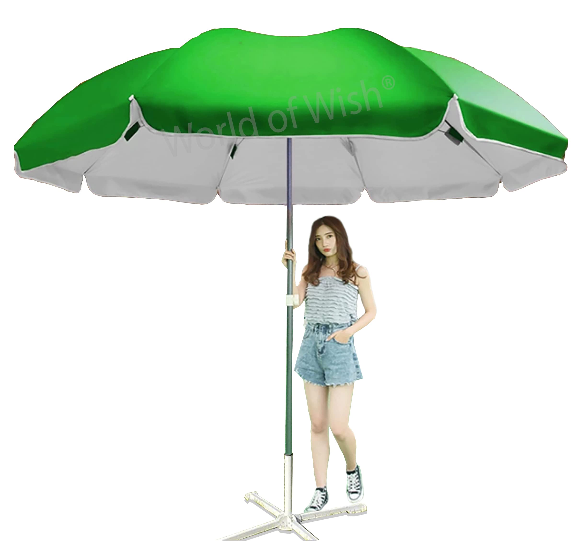 World of Wish® 7 Ft/ 42 Inch Beach Umbrella | Garden Umbrella | Outdoor Big Size Garden Umbrella | Patio Umbrella for Water & Sun Proof-GREEN (Set of 1)