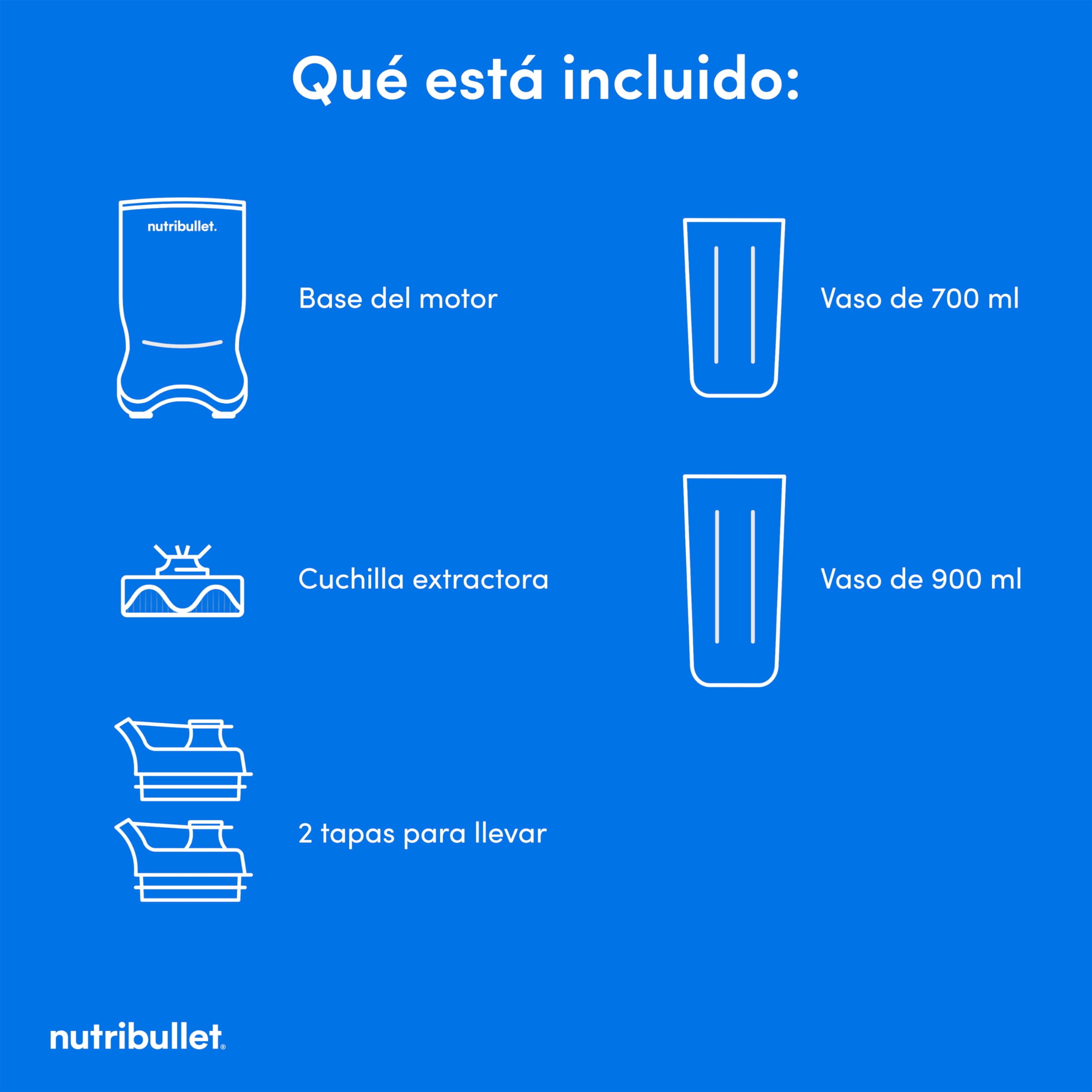 nutribullet Ultra NB1206MB, Vaso de Tritan, Cuchillas de Acero Inoxidable, Batidora Personal para Smoothies, 2 Vasos de 900 ml y 700 ml, Incluye 2 Tapas para Llevar, 1200W, Negro