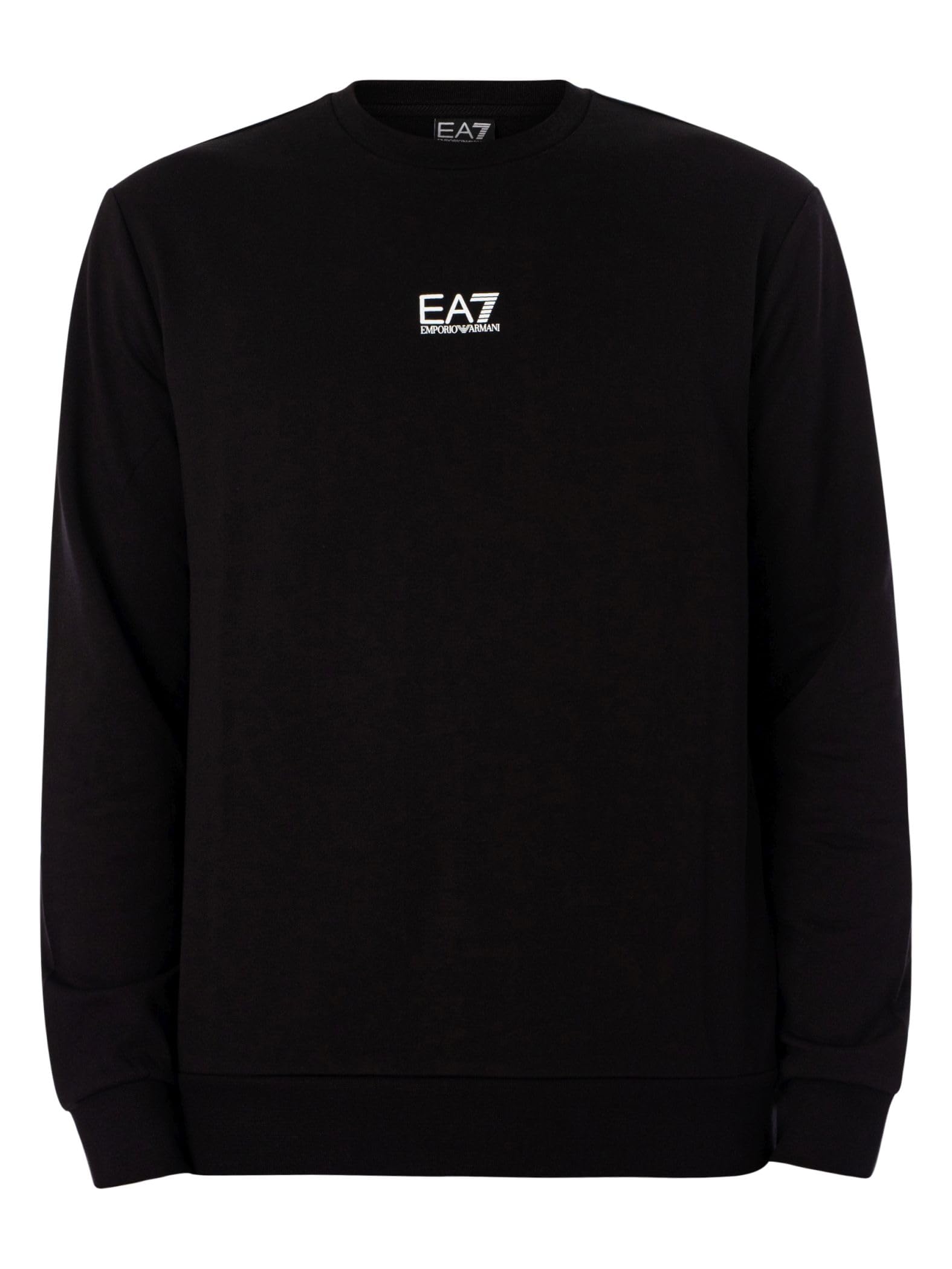 EA7 Uomo Felpa con Logo Centrale, Black/White