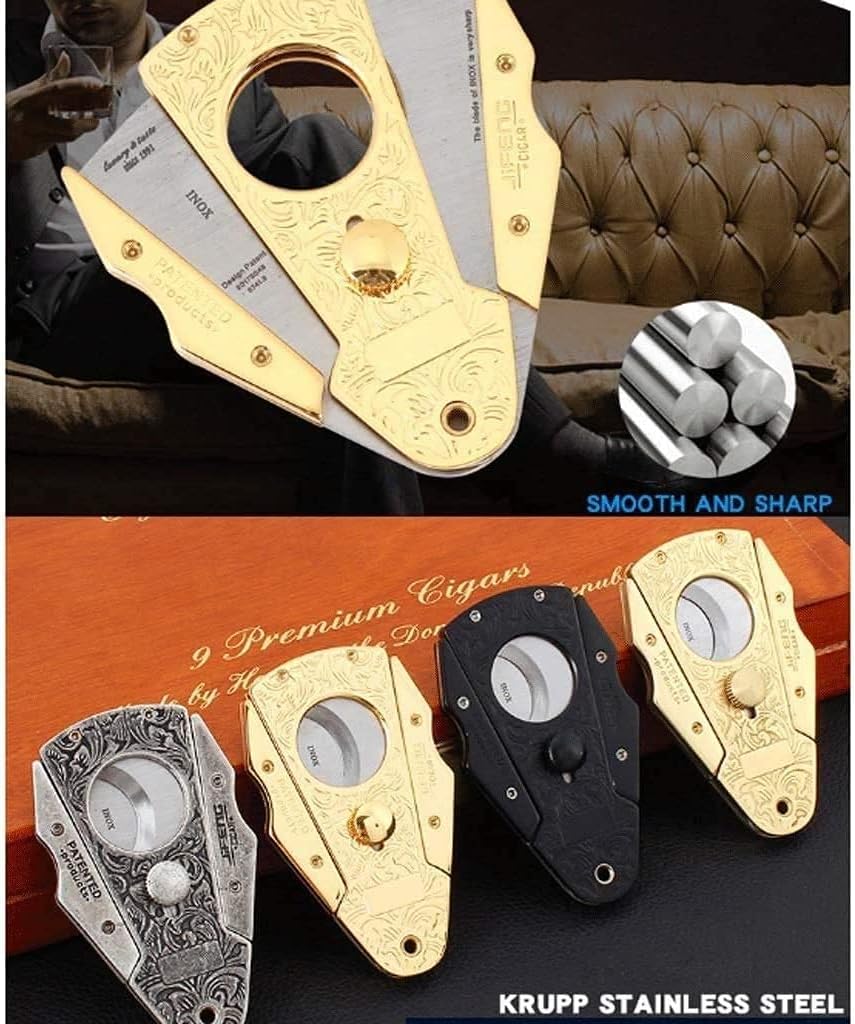 Cigar Cutter - Stainless Steel Portable Cigar Cutter, Double Sharpening Blade - Portable Cigar Scissors Stainless Steel Sharp Blade Exquisite, Perfect for Used by Cigar Lovers (Color : Black) (Black )