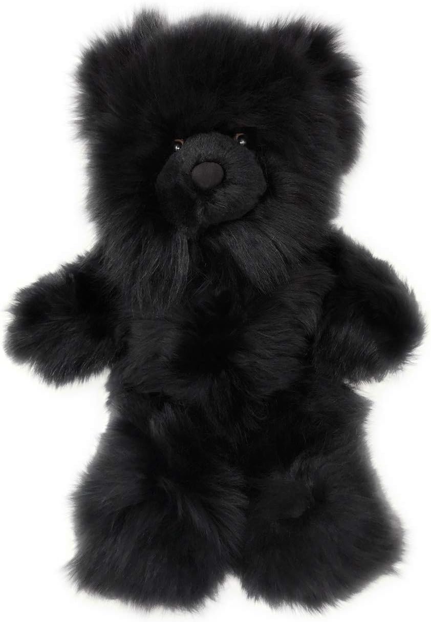 Inca Fashions - 100% Baby Alpaca Fur Teddy Bear - Hand Made - Black - Hypoallergenic & Pillow Soft (10 Inch)