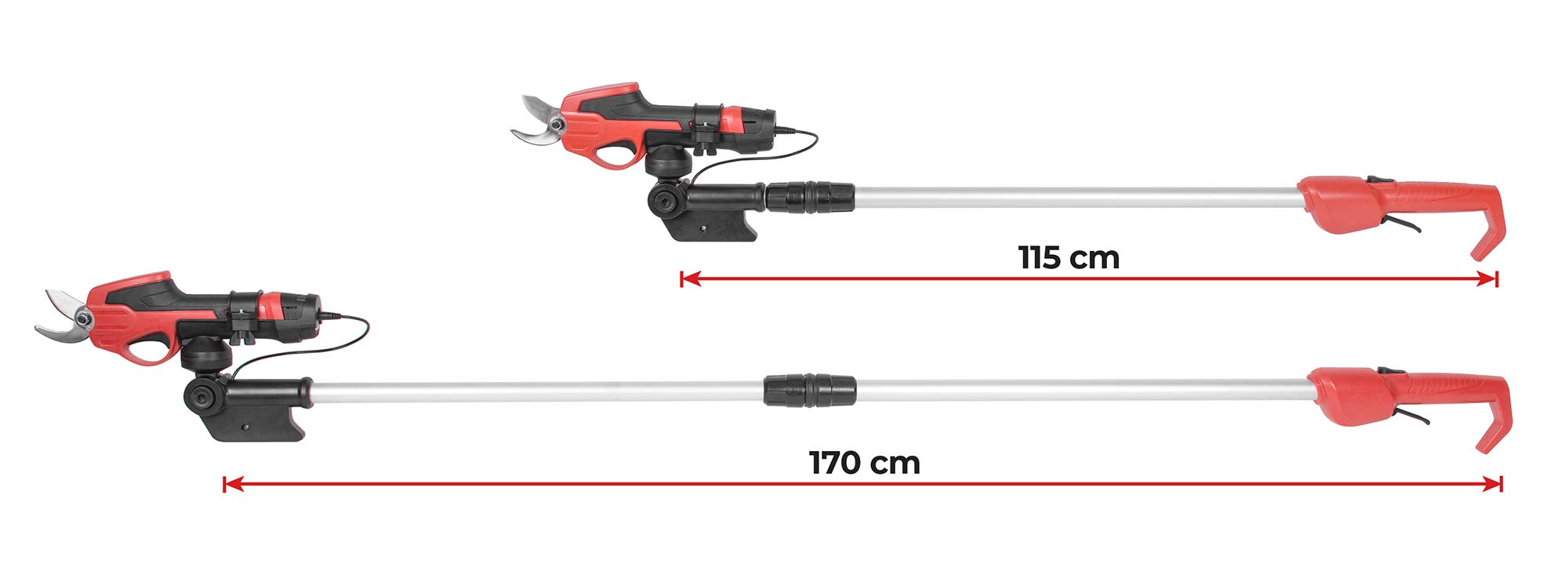 STREND PRO Akku Elektrische Astschere Teleskop | für einfach Garten und Baum Beschneiden | max. 22mm, 170cm Lang teleskopstiel Getriebe gartenschere | 1 x 7.2V Akku enthalten | Akkuschere, Baumschere