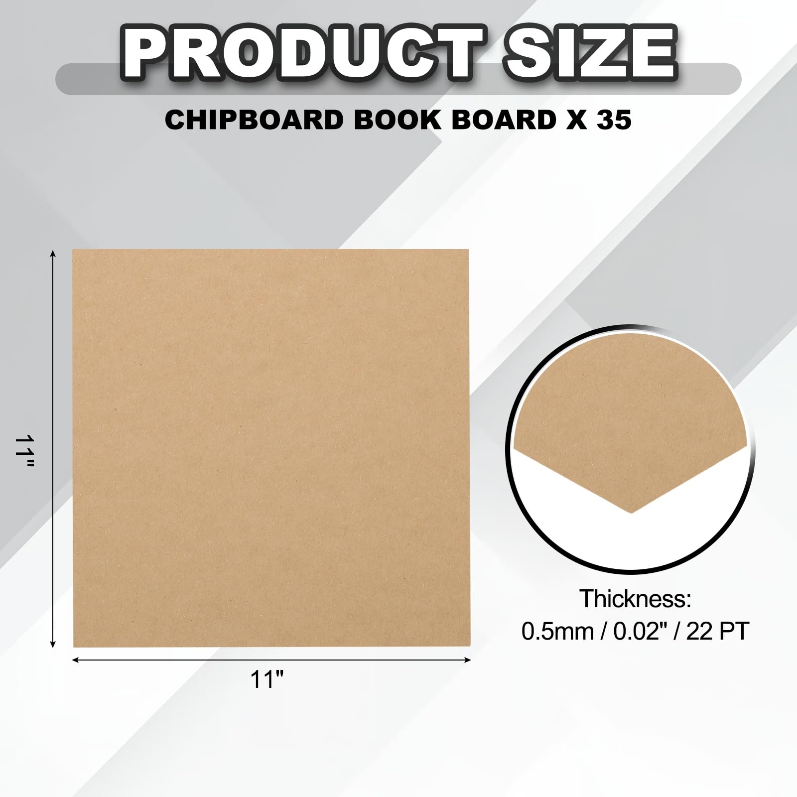 PATIKIL Chipboard Book Board, 11 x 11 Inch 22 PT 35 Pcs Thick Chipboard Kraft Paper Sheets Bookbinding Making Supplies Kit for Designer Craft Book Binding Cover Backing Craft, Wood - Image 2