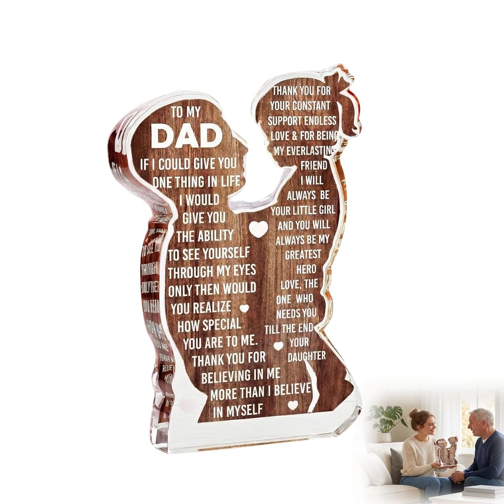 Fathers Day Decorations Gifts from Daughter, Dad Birthday Gift from Daughter - Best Dad Ever Desk Decor Acrylic Plaque, Christmas and Father's Day, Best Daddy Ever Keepsake Gift