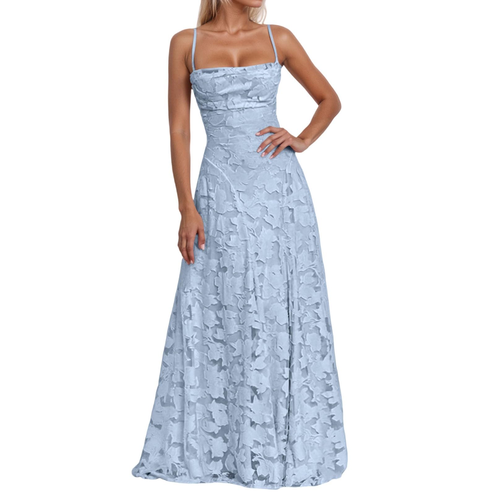 Genérico Elegante Vestido Formal Femenino con Tirantes y Abertura Lateral Ideal para nocturnas diseño Liso y Sencillo para Uso Diario u Oficina