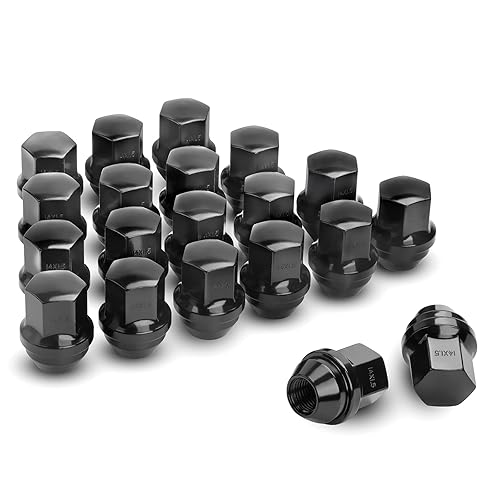 Dynofit - Tuercas para rueda M14x1.5, tuercas OEM color negro hexagonales de 78 pulgadas (22mm), altura 1.5 pulgadas y asiento cónico, 20 unidades