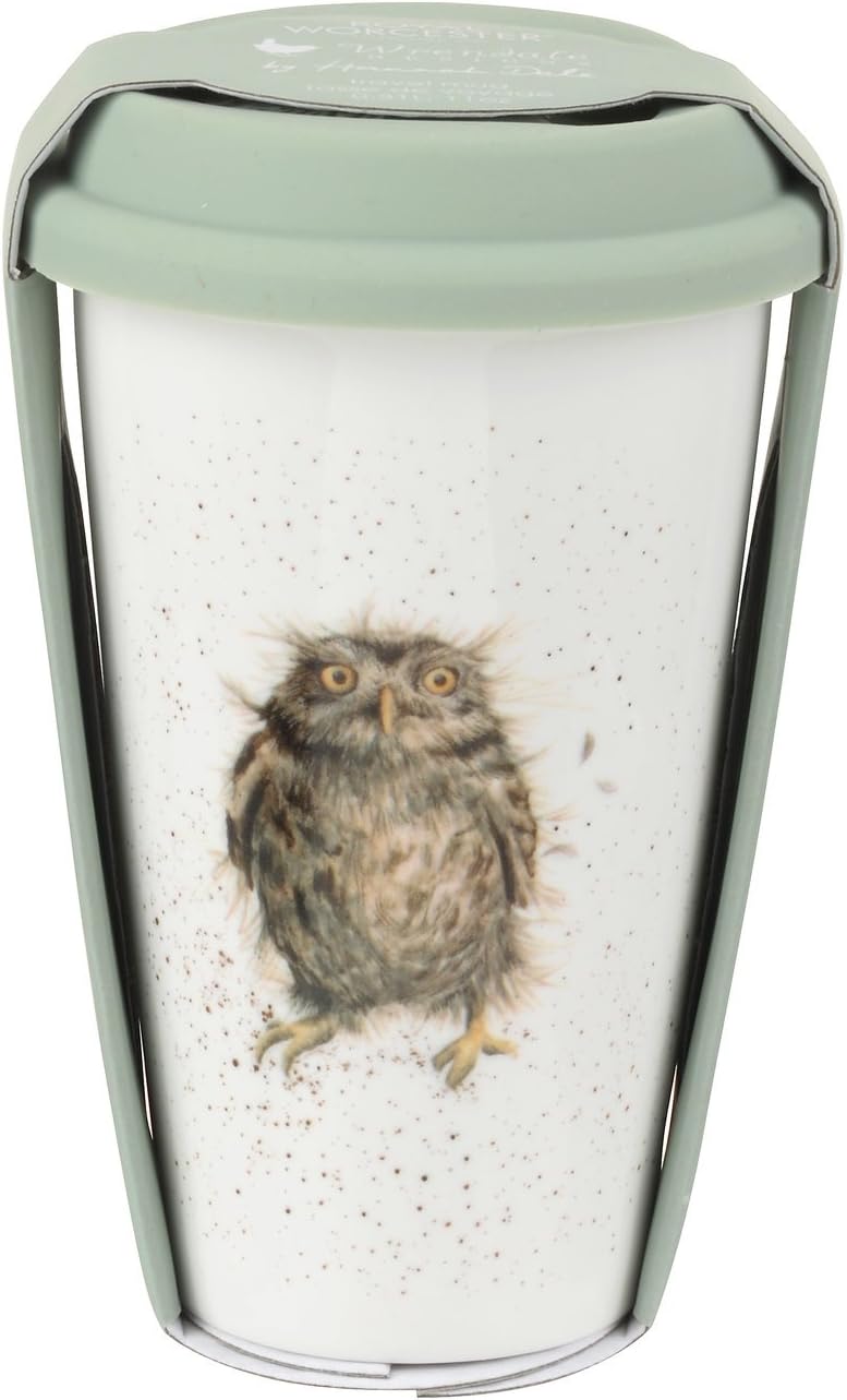 Wrendale WNKD78753-XW Travel Mug (Owl), Porcelain Multi Coloured, 9.5 x 9.5 x 15 cm