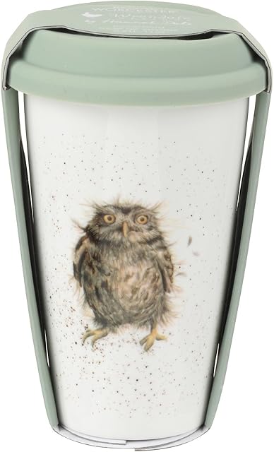 Wrendale WNKD78753-XW Travel Mug (Owl), Porcelain Multi Coloured, 9.5 x 9.5 x 15 cm