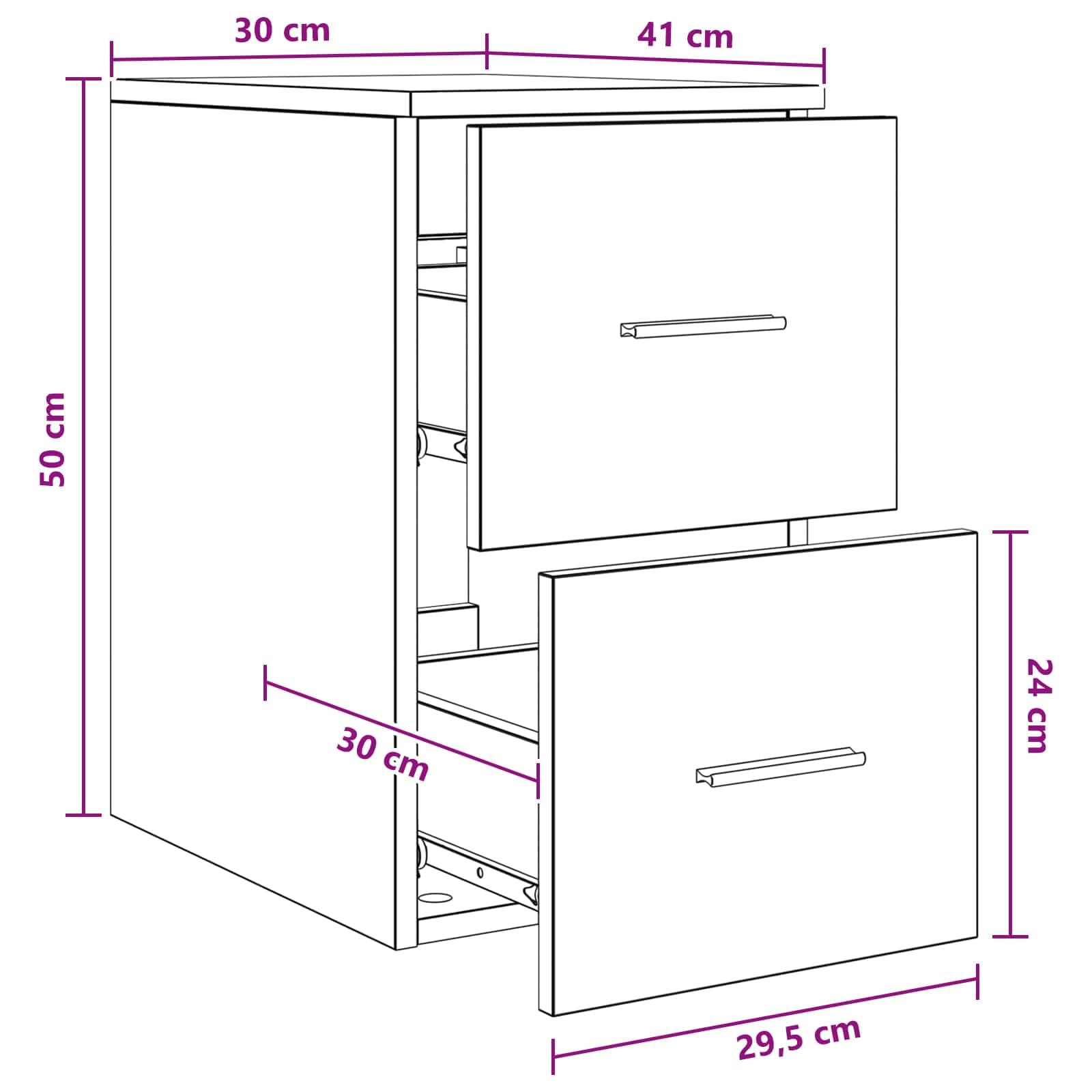 Mueble de baño gris hormigón de madera, 30 x 41 x 50 cm, con 2 cajones, asas plateadas, organizador de almacenamiento para baño, interior