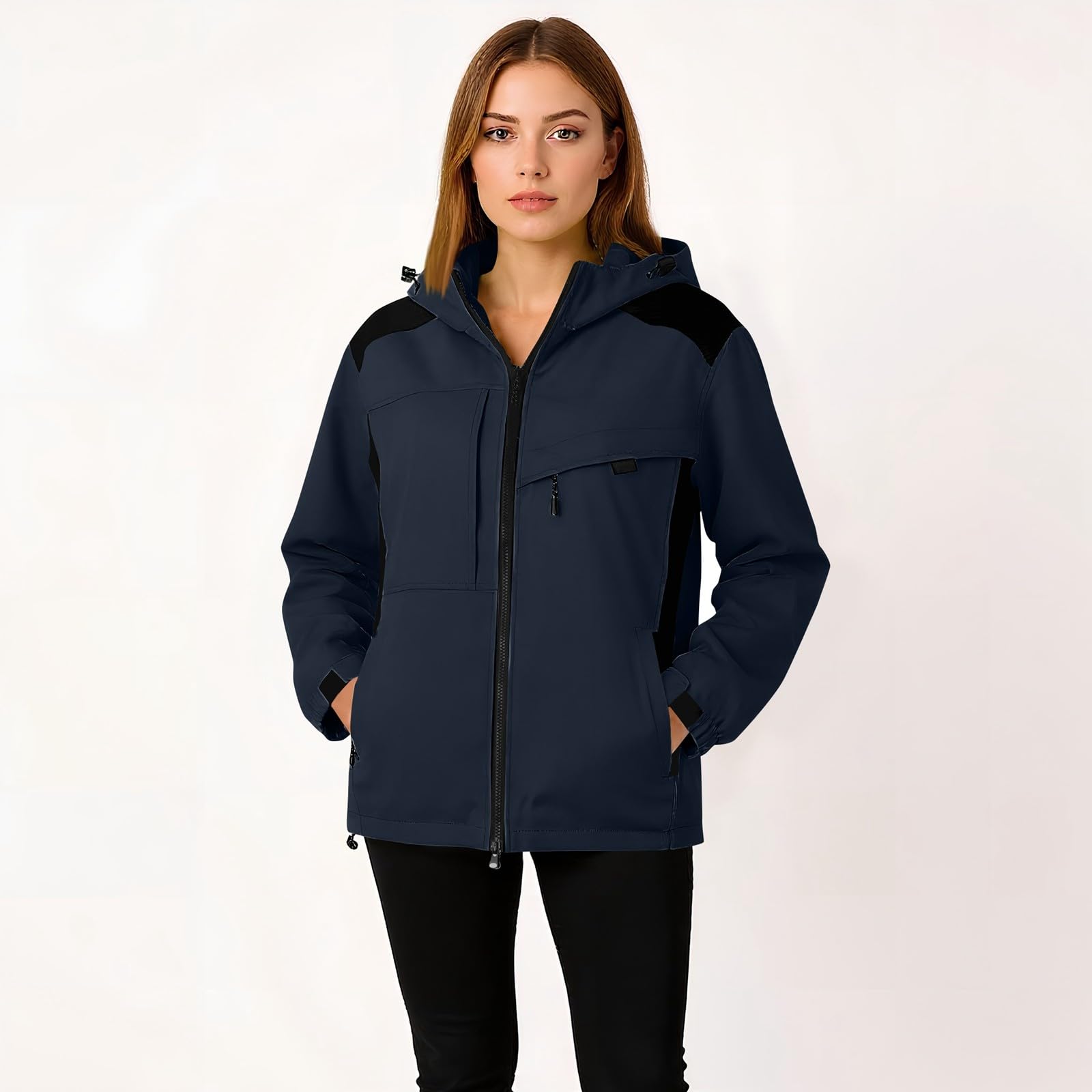 Generisch Regenjacke Damen Wasserdicht Wanderjacke Mit Kapuze Jacke Jersey