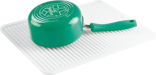 iDesign Lineo - Tapete de secado de silicona para encimera de cocina, ollas, sartenes, cristalería, cubiertos, 16 x 12.4 x .24 pulgadas, transparente