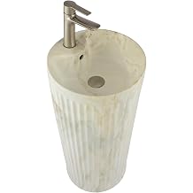 Brookstone Bathroom Sink - Modern Bathroom Pedestal Sink for Contemporary Spaces - Upgrade Your Bathroom with a Stylish and Durable Pedestal Sink 14" X 14" Light Marble