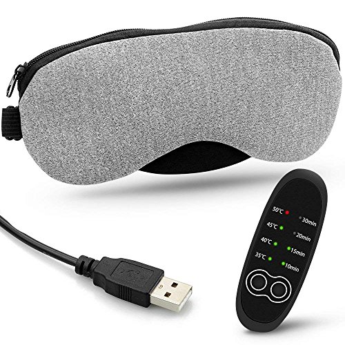 Masque Pour Les Yeux Chaud Chauffé Par USB,Contrôle De La Température Réglable,Conçu Pour Soulager La Blépharite, La Sécheresse Oculaire, Le Stress, Les Yeux Fatigués, Les Yeux Gonflés,Gray