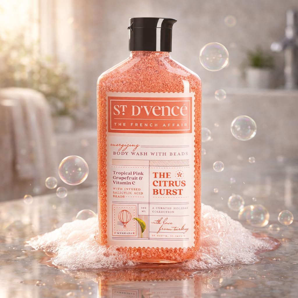 ST. D'VENCร Citrus Burst Vitamin C Body Wash Shower Gel With Grapefruit | Brightening De Tan Body Wash For Men & Women | Sls Free- 300 ml