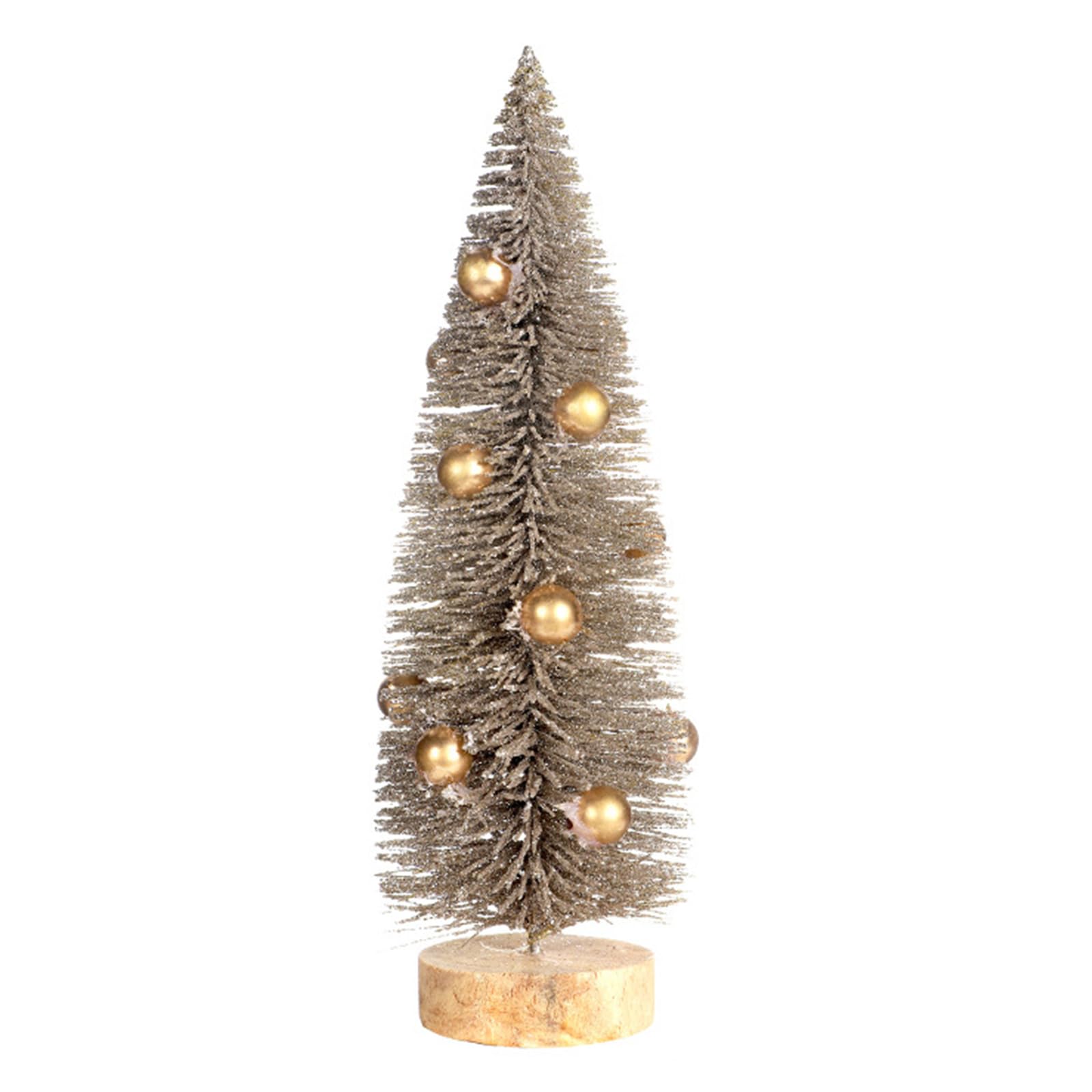 Tsophreniq Artificial Miniature Christmas Tree with Wood Base Festives Tabletop Ornament Stylish Home Decoration Party Supplies Holiday Decoration